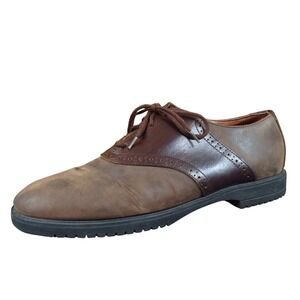 G.H. Bass & Co Mens 11 Two-Tone Brown Leather Saddle‎ Oxford Shoes Classic